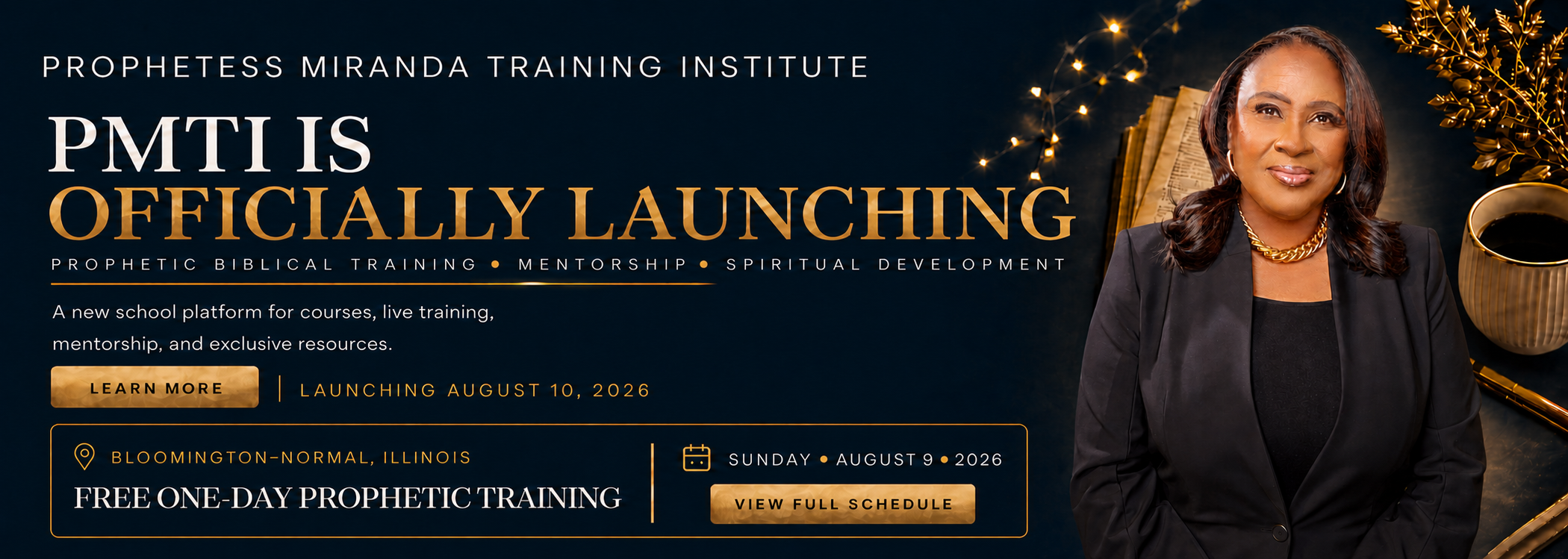 Prophetess Miranda Training Institute launch and Bloomington free prophetic training schedule